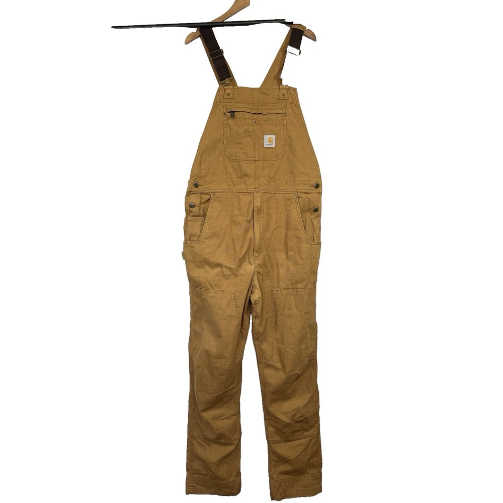 Carhartt Mens Duck Unlined Rigby Bib Overalls Size 36X34 Brown Workwear EUC